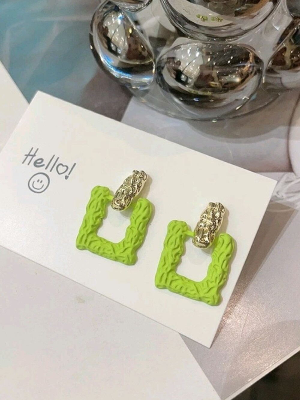 Elegant Green and Gold Earrings